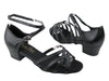 Black leather ballroom shoes: low heel sleek and stylish dance footwear