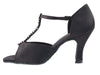 Sophisticated black satin and stone ballroom heels