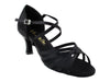 Elegant black satin dance shoes