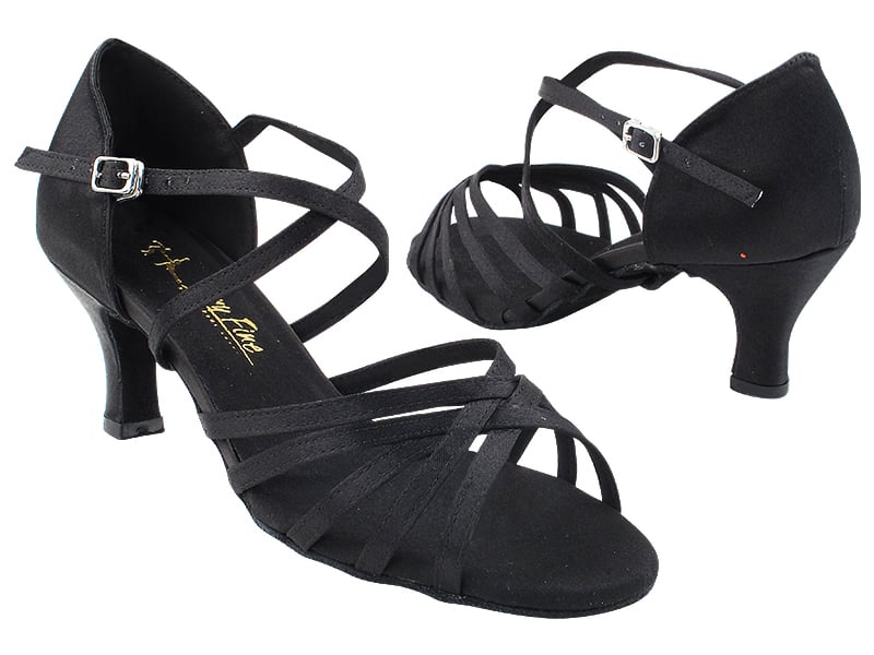 Black satin ballroom dance heels