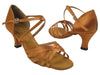 Dark tan satin ballroom dance heels