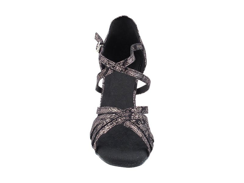 Chic black floral velvet dance shoes