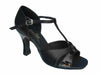 Sleek black leather ballroom dance heels