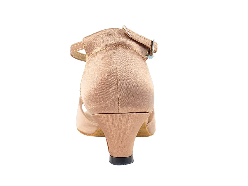 Chic ballroom heels in rich brown satin