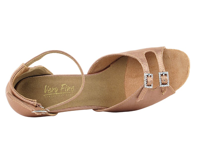 Brown satin ballroom shoes