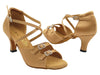 Brown satin ballroom heels with tasteful stone embellishments for a touch of glamour