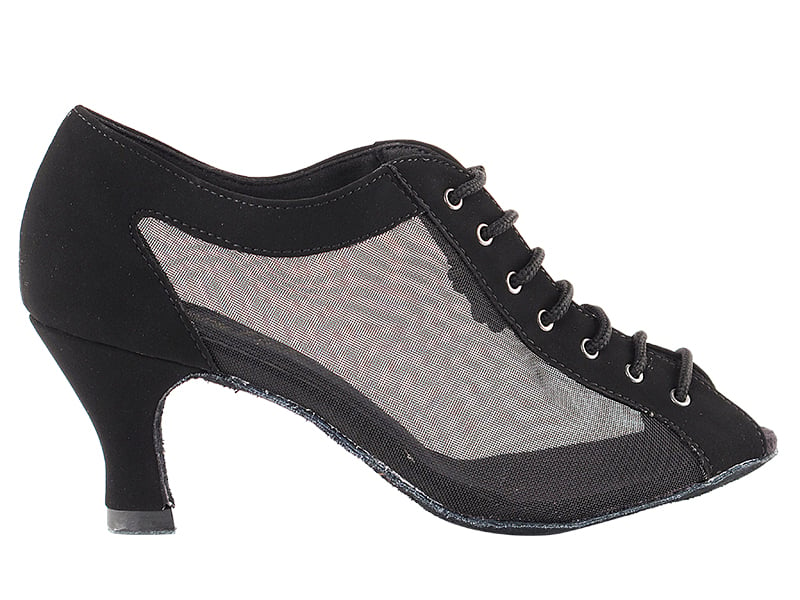 Black mesh ballroom shoe, combining style and breathability for a comfortable dance experience