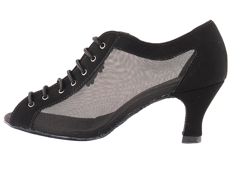 Black mesh ballroom shoe, combining style and breathability for a comfortable dance experience