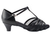 Black leather and mesh ballroom dance heels