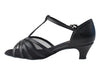 Black leather and mesh ballroom shoes with heels