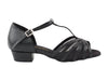 Black leather and mesh ballroom dance heels, ideal for versatile performance