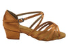 Brown satin women's ballroom dancing shoes