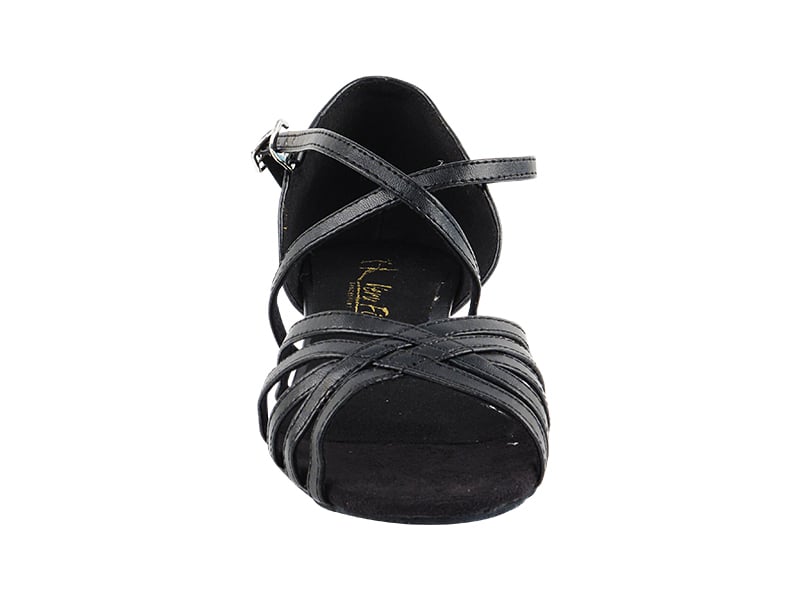 Classic black leather women's ballroom dancing shoes