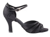 Elegant black satin women's ballroom dancing shoes