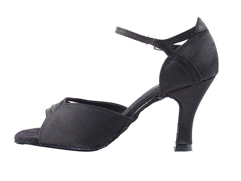 Sophisticated black satin heels for ballroom dancers