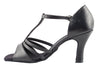 Classic black leather ballroom heels, offering stability