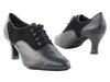 Black nubuck and leather ballroom shoes, offering a blend of texture and style