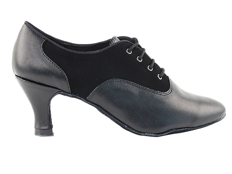 Sleek black nubuck and leather ballroom dance shoes, perfect for precision movement