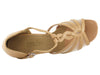 Beige and brown leather ballroom shoes with flesh mesh