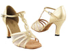 Light gold and flesh mesh ballroom heels