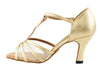 Sophisticated light gold and flesh mesh breathable ballroom dance heels