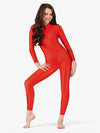 Child Mock Neck Long Sleeve Red Unitard