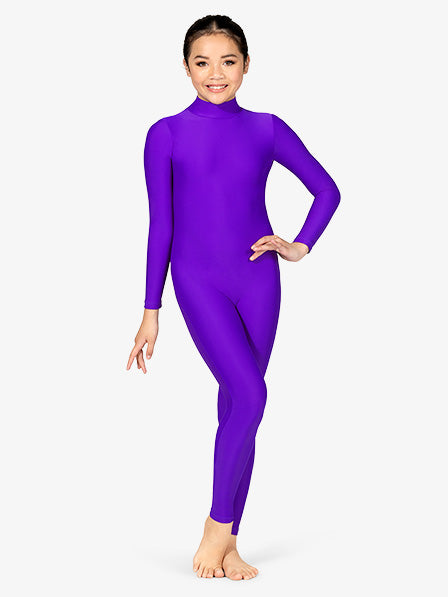 Child Mock Neck Long Sleeve Purple Unitard