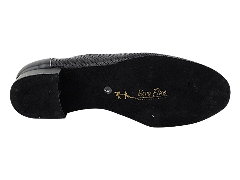 Performance-ready black leather dance shoes with ventilation