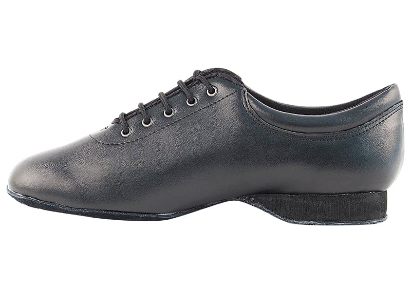 Black leather footwear crafted for dance precision