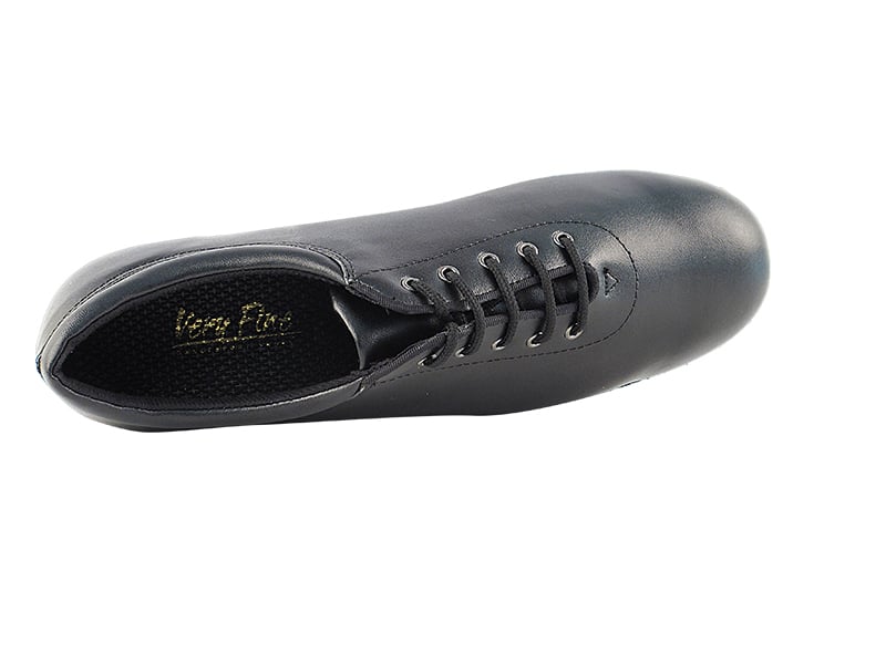 Black leather footwear crafted for dance precision