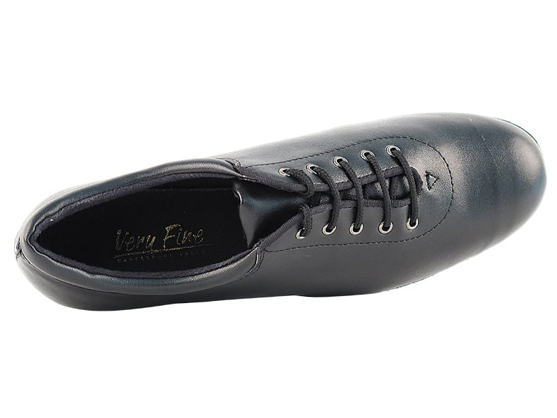 Sleek black leather shoes designed for dancers' comfort