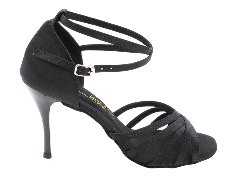 Black satin heels perfect for ballroom dancing