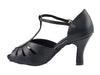 Sophisticated black leather ballroom heels for refined style