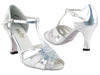 Shimmering silver stardust and leather ballroom heels