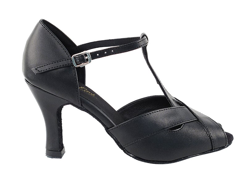 Classic black leather dance heels