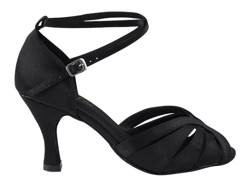 Chic black satin dance shoes