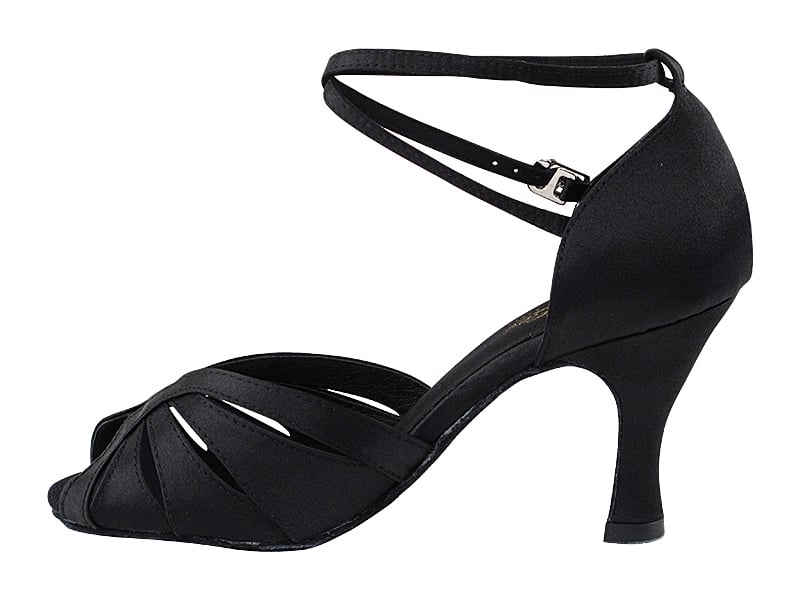 Sophisticated black satin heels designed for ballroom dancing