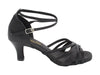 Wide width black satin ballroom dance heels