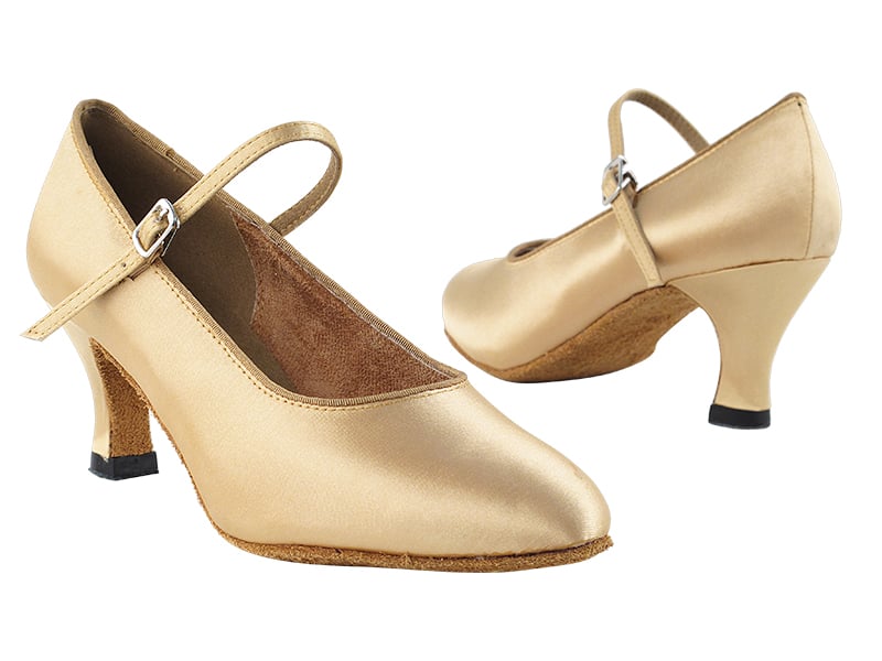 Light brown satin dance heels