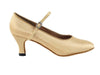 light brown satin ballroom dance shoes