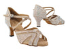 Bling champagne glitter satin and mesh ballroom dance heels