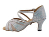 silver glitter satin heels for ballroom dancing