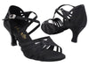 Elegant black satin ballroom heels with sleek design