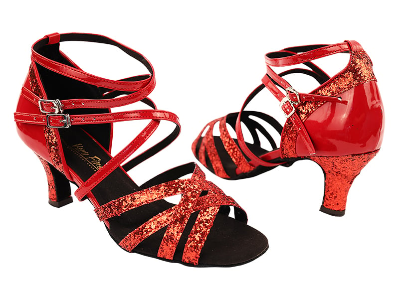 Mirage red sparkle and patent ballroom heels 