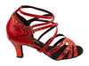 Elegant red ballroom heels featuring mirage sparkle and glossy patent