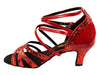 Stunning red heels with shimmering sparkle and patent leather accents