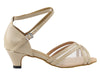 Elegant tan leather dance shoes with breathable mesh design