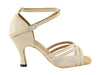 Chic tan leather dance shoes with mesh detailing