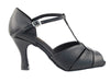 Sleek black leather dance shoes for ballroom