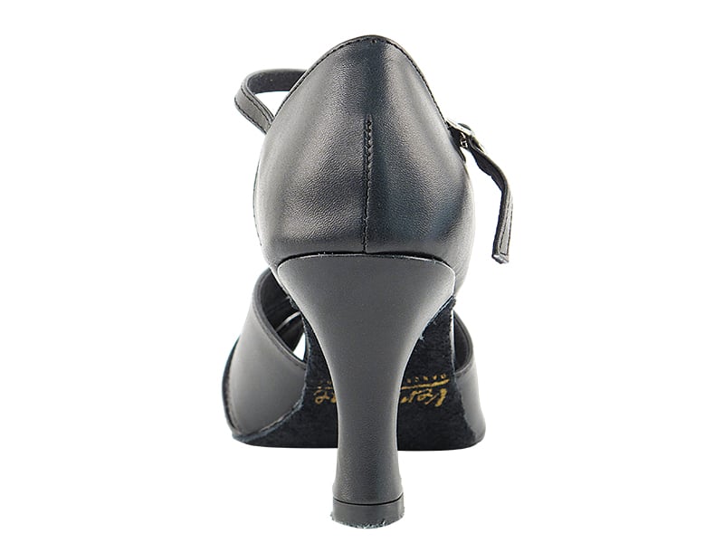 Elegant ballroom heels in genuine black leather